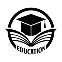 education logo with a book and a hat vector