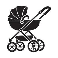 baby carriage icon in black and white on a white background vector