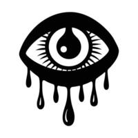 a black and white illustration of an eye with dripping vector