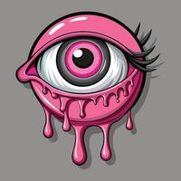 an illustration of a pink eye with dripping blood vector