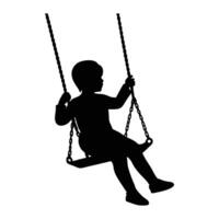 a silhouette of a child on a swing vector