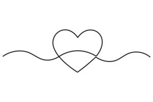 Continuous one line Heart concept single line outline art illustration vector