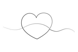 Continuous one line drawing of Heart icon isolated on white background outline art illustration vector