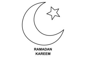 Continuous line drawing of Eid moon symbol in minimalist Ramadan outline style vector