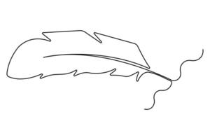 Elegant continuous line drawing of a bird feather for artistic branding projects vector
