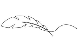 Sleek and elegant bird feather outline in one line art for digital designs vector