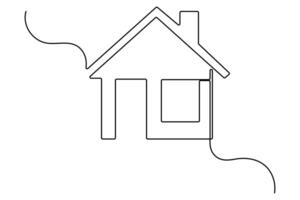 Artistic continuous line drawing of a house for modern creative concepts vector