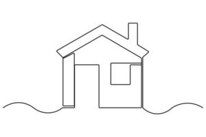 Continuous line art house outline for clean and modern architectural designs vector