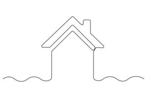 Sleek and simple house outline drawing in continuous line style vector