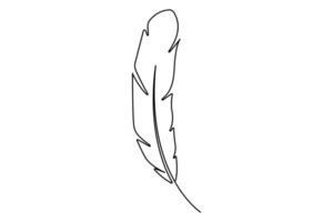 Professional continuous line bird feather outline for graphic design projects vector