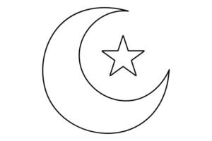 Abstract continuous line art of Ramadan crescent moon icon for Eid and Islamic themes vector