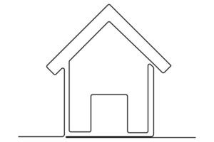 Simple one line art of a house outline for unique architectural artwork vector