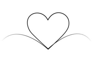 Continuous One line drawing of Heart single line art illustration Editable stroke. isolated on white background vector