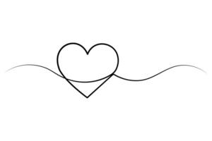 Continuous one line drawing of Heart icon outline art illustration vector