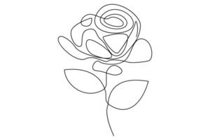 Continuous line art of a rose flower outline for artistic and professional applications vector