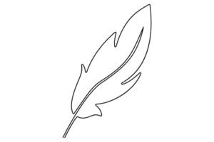 Clean and modern bird feather outline drawing in continuous line style vector