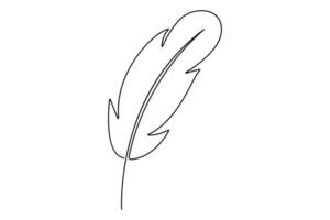 Unique continuous one line drawing of a bird feather outline for graphic art vector