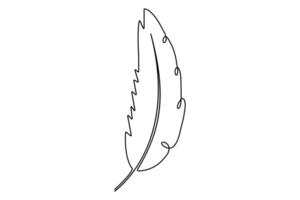 Creative continuous one line drawing of bird feather outline for custom artwork vector