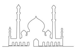 Elegant one line sketch mosque outline for artistic and modern use vector