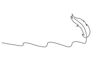 Artistic continuous line drawing of bird feather outline for contemporary designs vector