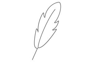 Minimalist continuous one line drawing of bird feather outline for elegant designs vector