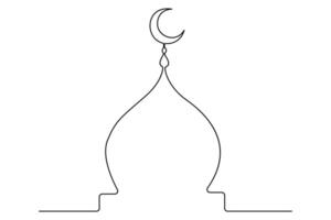 Simplistic mosque outline drawing in continuous line for modern aesthetics vector