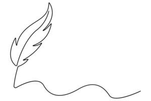 Abstract bird feather outline in continuous line art for creative projects vector