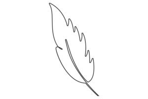 Continuous line bird feather outline for nature lovers and artistic designs vector
