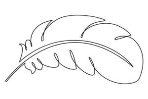 Simple one line bird feather art for modern design projects and branding vector