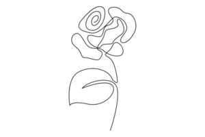 Modern minimalist rose flower outline in continuous line art for graphic use vector