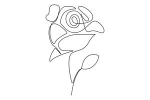 Artistic continuous one line sketch of a rose flower outline for digital artwork vector