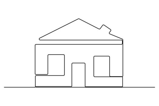 Minimal house outline drawing in continuous line style for digital art vector