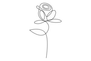 Continuous one line rose flower outline for artistic branding and logo designs vector