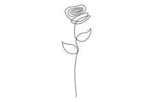 Simple continuous one line drawing of a rose flower outline for creative use vector