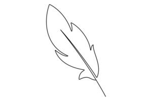 Continuous one line art of bird feather outline for clean and stylish designs vector