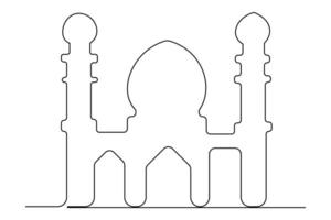 Unique mosque outline in continuous line art for versatile designs vector