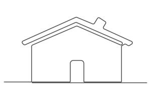 Minimalist continuous one line drawing of a house outline for modern designs vector