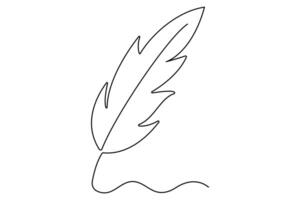 Modern minimalist bird feather outline in continuous line art for digital artwork vector
