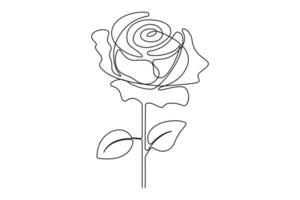 Elegant continuous one line drawing of a rose flower outline for modern designs vector