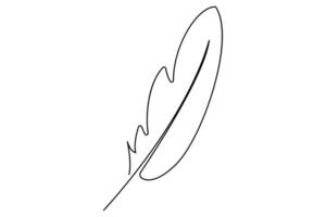 Simple and elegant bird feather outline drawing in continuous line style vector