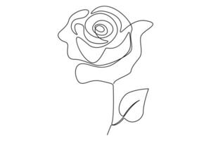 Abstract one line drawing of a rose flower outline for contemporary design projects vector