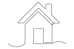 Abstract and contemporary house outline drawing in one line style vector