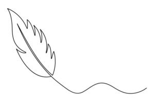 Continuous one line art of a bird feather outline for innovative design concepts vector