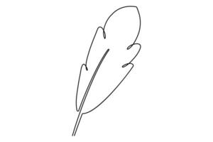 Abstract continuous line art bird feather outline for unique design uses vector