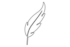 Abstract bird feather outline in continuous line for professional graphic use vector