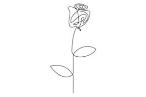 Continuous one line art of a rose flower outline for professional graphic projects vector