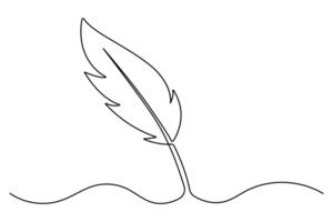Clean and stylish bird feather outline in one line art for digital use vector