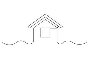 Continuous line sketch of a house outline for stylish design use vector