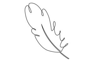 Continuous line bird feather outline for nature-inspired digital designs vector