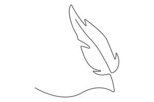 Artistic one line bird feather outline drawing for modern digital artwork vector